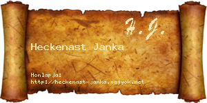 Heckenast Janka névjegykártya